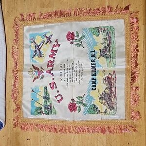 Vintage WWII US Army Camp Kilmer New Jersey Satin Pillow Case